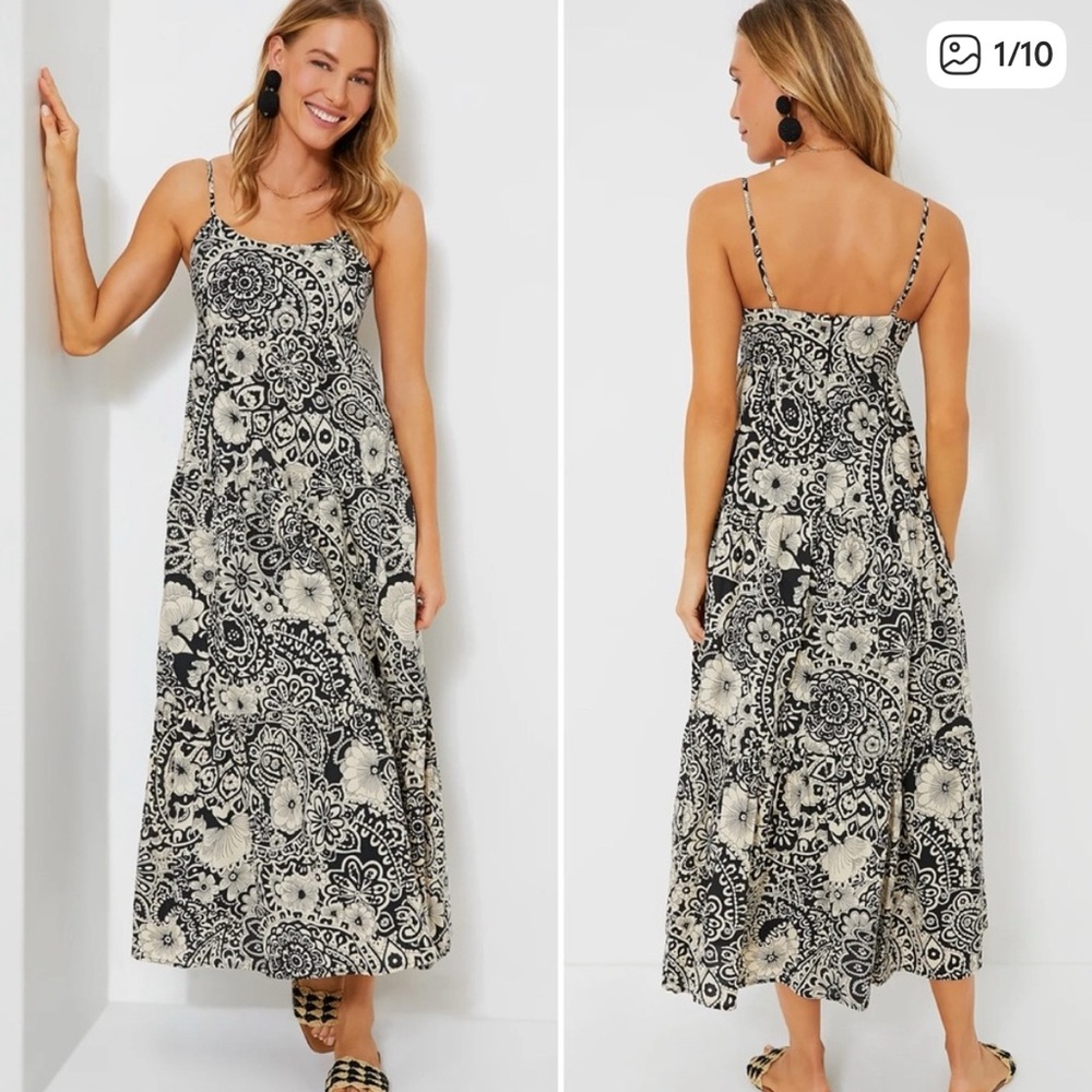 Tuckernuck‎ Hyacinth House Floral Tiered Tilly Dress sz m NEW black cream boho